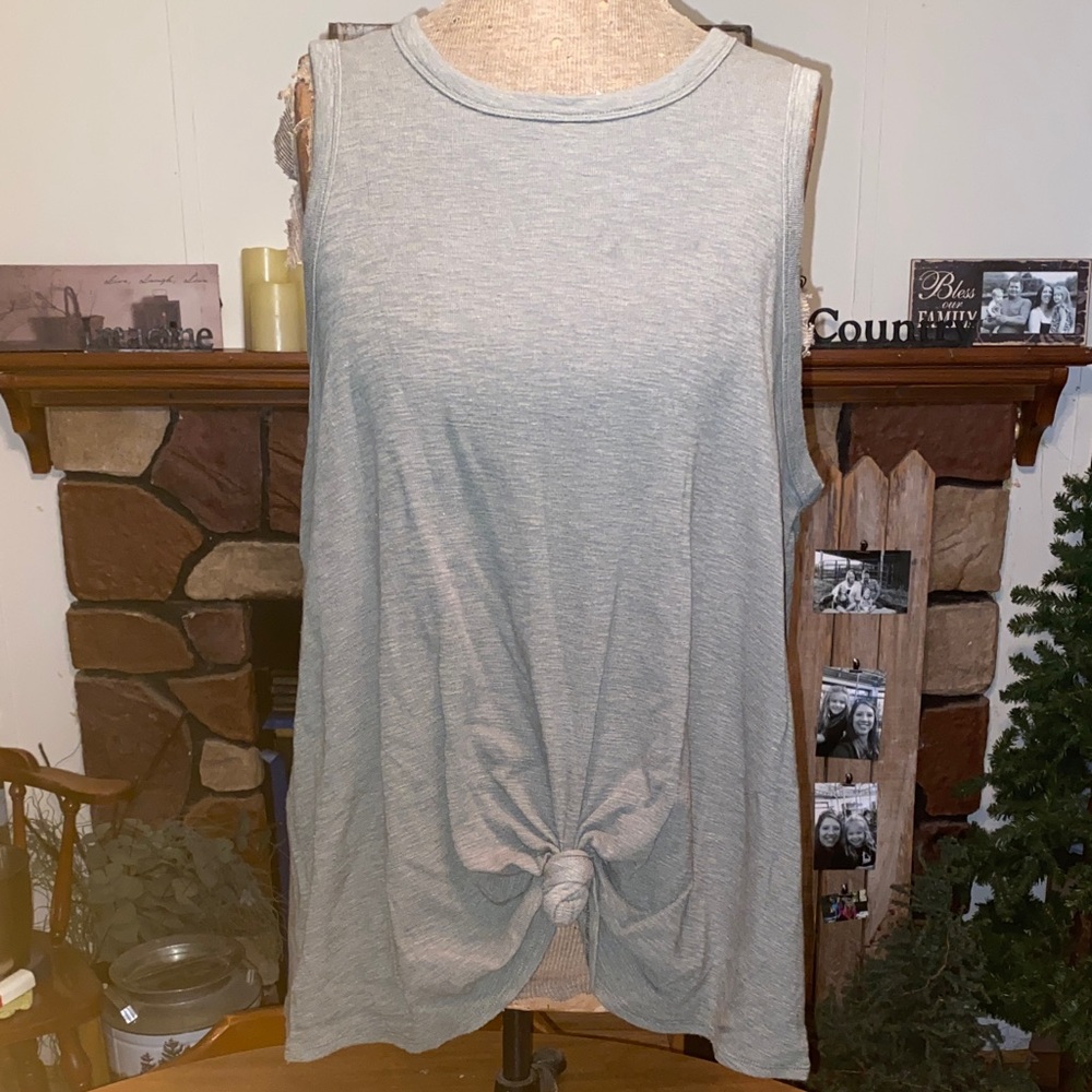 Time and Tru Army Green Knotted Tank Top